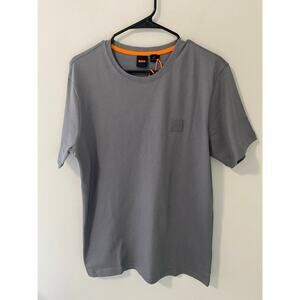 New Boss Relaxed Fit Tales Logo Luxury T-shirt, 100% Cotton, Gray, Size Small